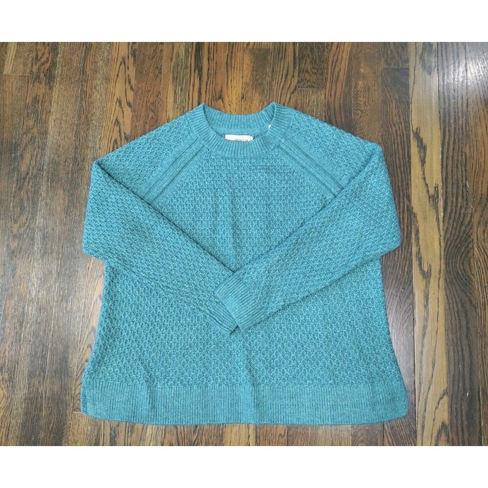 Fat Face Crew Neck Sweater Women's Size 12 Green Textured Viscose Blend EUC